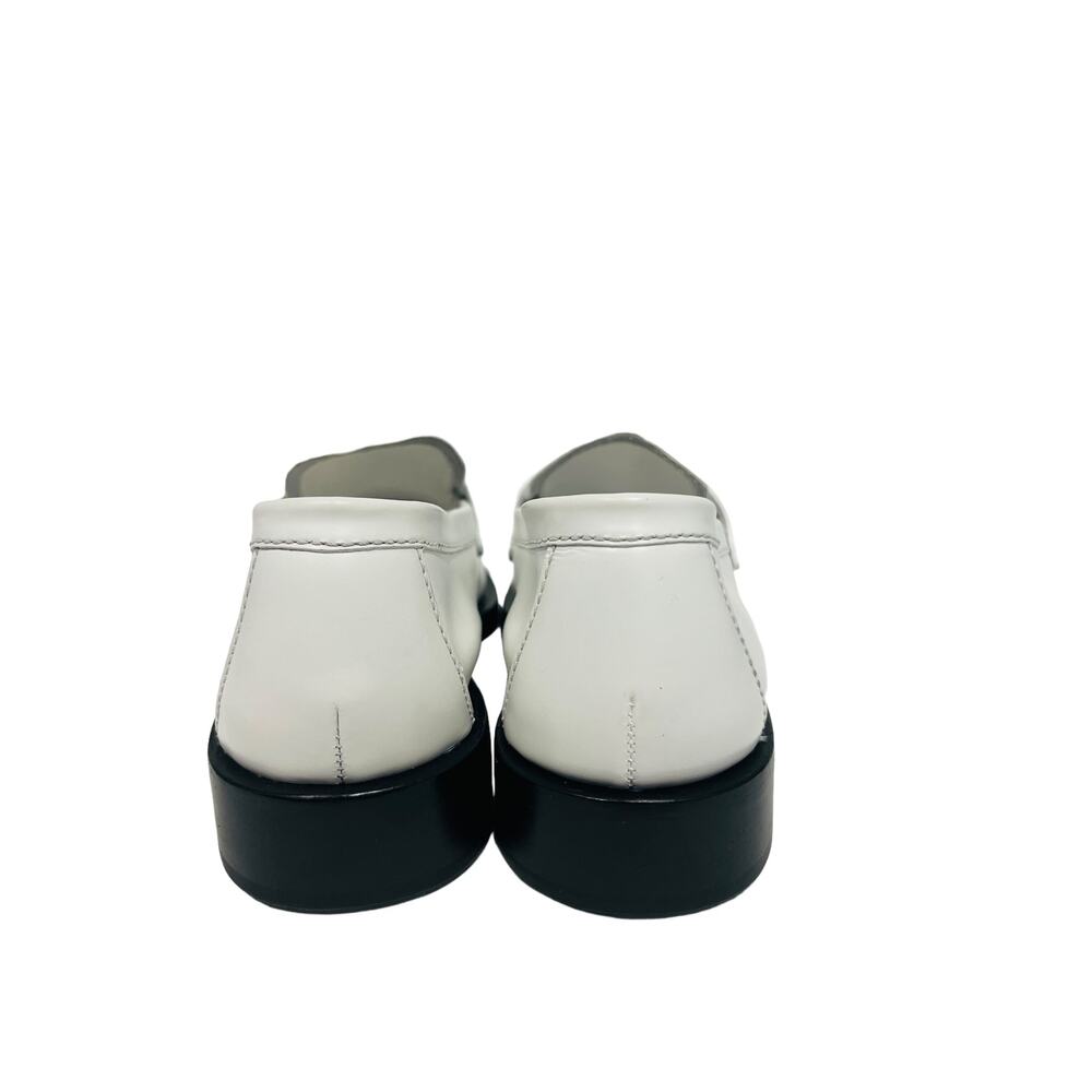 PRADA White Leather Metal Triangle Logo Slip-On Loafers Size 36.5 US 6.5 - Picture 4 of 11